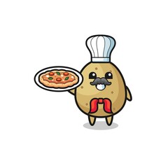 potato character as Italian chef mascot
