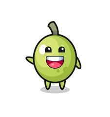 happy olive cute mascot character