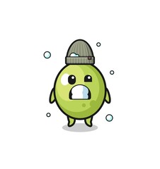 cute cartoon olive with shivering expression
