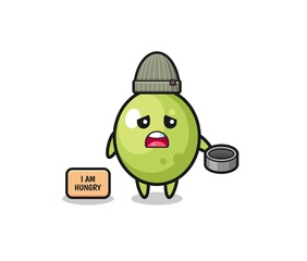 cute olive beggar cartoon character