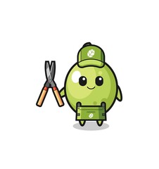 cute olive as gardener mascot