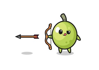illustration of olive character doing archery
