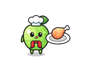 green apple fried chicken chef cartoon character