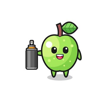recommend clip art: the cute green apple as a graffiti bomber
