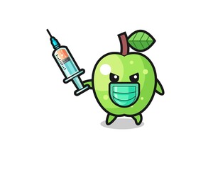 Obraz premium illustration of the green apple to fight the virus