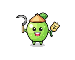green apple Asian farmer holding paddy
