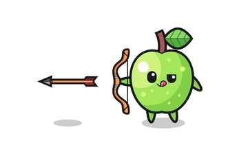 illustration of green apple character doing archery