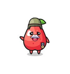 cute water apple as veteran cartoon