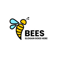 logo with bee shape facing side.