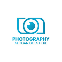 simple logo for photography. camera-shaped logo formed from lines.