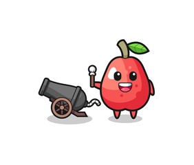 cute water apple shoot using cannon