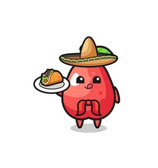water apple Mexican chef mascot holding a taco