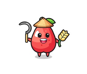 water apple Asian farmer holding paddy