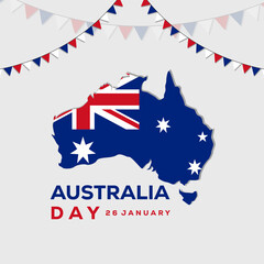 design vector illustration Australia day, Map of Australia with flag