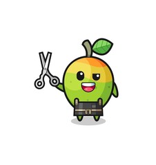 mango character as barbershop mascot
