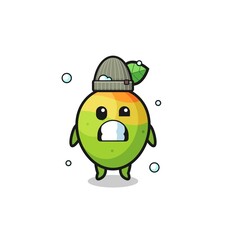 cute cartoon mango with shivering expression