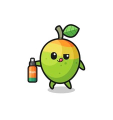cute mango holding mosquito repellent