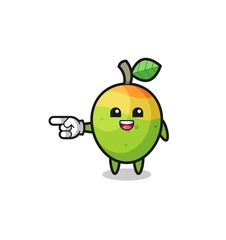 mango cartoon with pointing left gesture