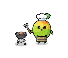 mango barbeque chef with a grill