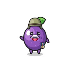 cute passion fruit as veteran cartoon