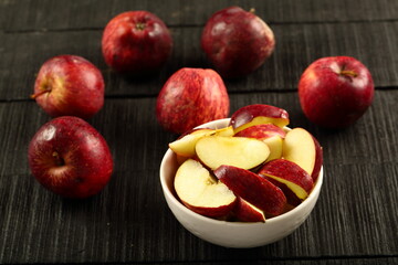 Fototapeta na wymiar Delicious and healthy sweet ripe organic red apples salad .
