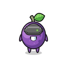 cute passion fruit using VR headset