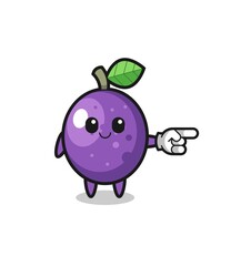 passion fruit mascot with pointing right gesture