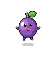 passion fruit character is jumping gesture