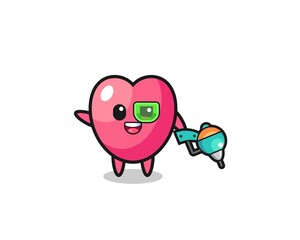 Fototapeta premium heart symbol cartoon as future warrior mascot