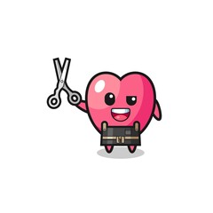 heart symbol character as barbershop mascot