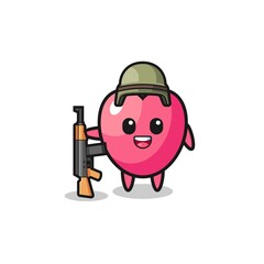 cute heart symbol mascot as a soldier