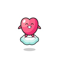 cute heart symbol illustration riding a floating cloud