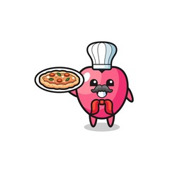 heart symbol character as Italian chef mascot