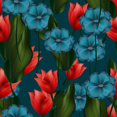 Obraz na płótnie Canvas Seamless pattern with flowers for print, greeting cards, advertising.