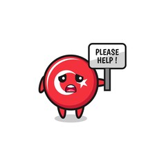 cute turkey flag hold the please help banner