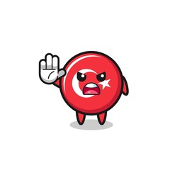 turkey flag character doing stop gesture
