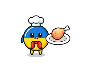 ukraine flag fried chicken chef cartoon character