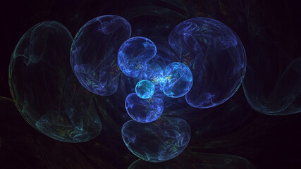 3D rendering abstract multicolor fractal light background