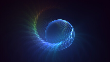 3D rendering abstract multicolor fractal light background