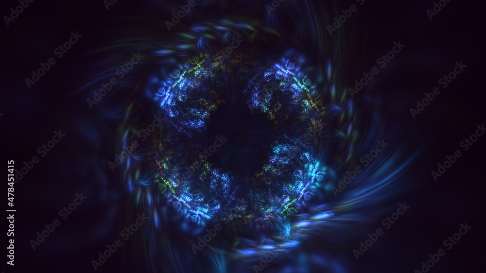 Poster 3d rendering abstract multicolor fractal light background