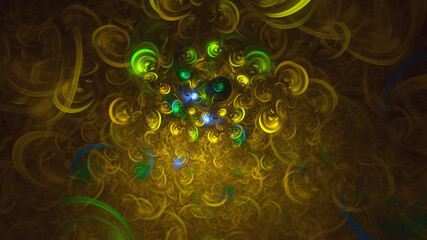 3D rendering abstract multicolor fractal light background