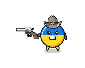 the ukraine flag cowboy shooting with a gun