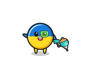 ukraine flag cartoon as future warrior mascot
