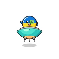 ukraine flag cartoon riding a future spaceship