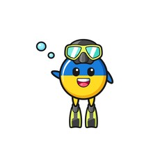 the ukraine flag diver cartoon character