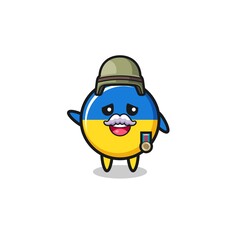 cute ukraine flag as veteran cartoon