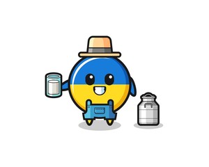 ukraine flag cartoon as the dairy farmer