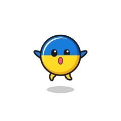 Fototapeta premium ukraine flag character is jumping gesture
