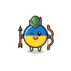 Fototapeta premium ukraine flag cartoon as medieval archer mascot
