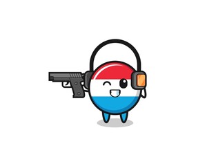 illustration of luxembourg cartoon doing shooting range